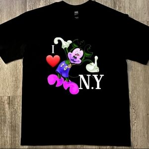 Black 'I ❤️ N.Y' Cartoon Graphic Tee, Cotton, Unisex Large